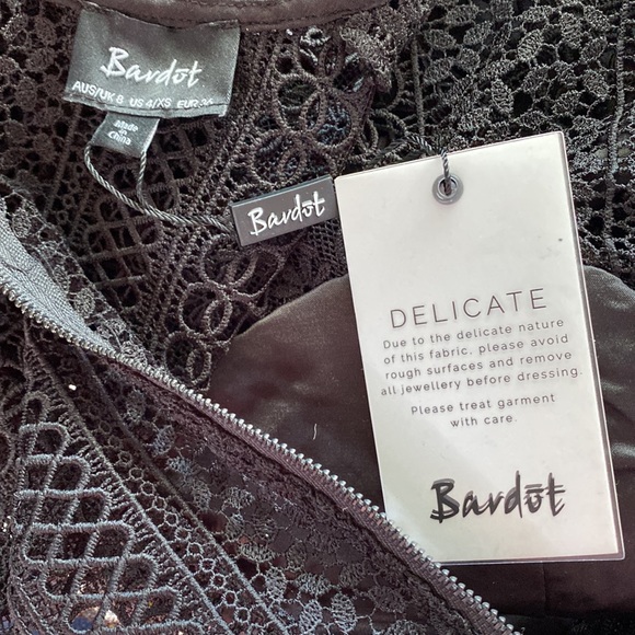 Revolve| Bardot Black Crochet Lace      Ava Mini Dress - Picture 12 of 12